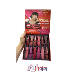 رژلب جامد هدی بیوتی مدل gold sequins پک 12 عددی
